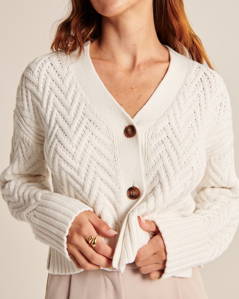 Herringbone Stitch Cardigan | Abercrombie & Fitch (US)