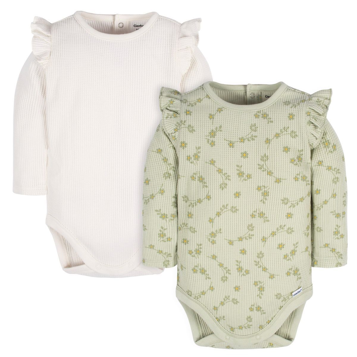 Gerber Baby Girls' Ruffle Long Sleeve Onesies® Bodysuits - 2-Pack | Target