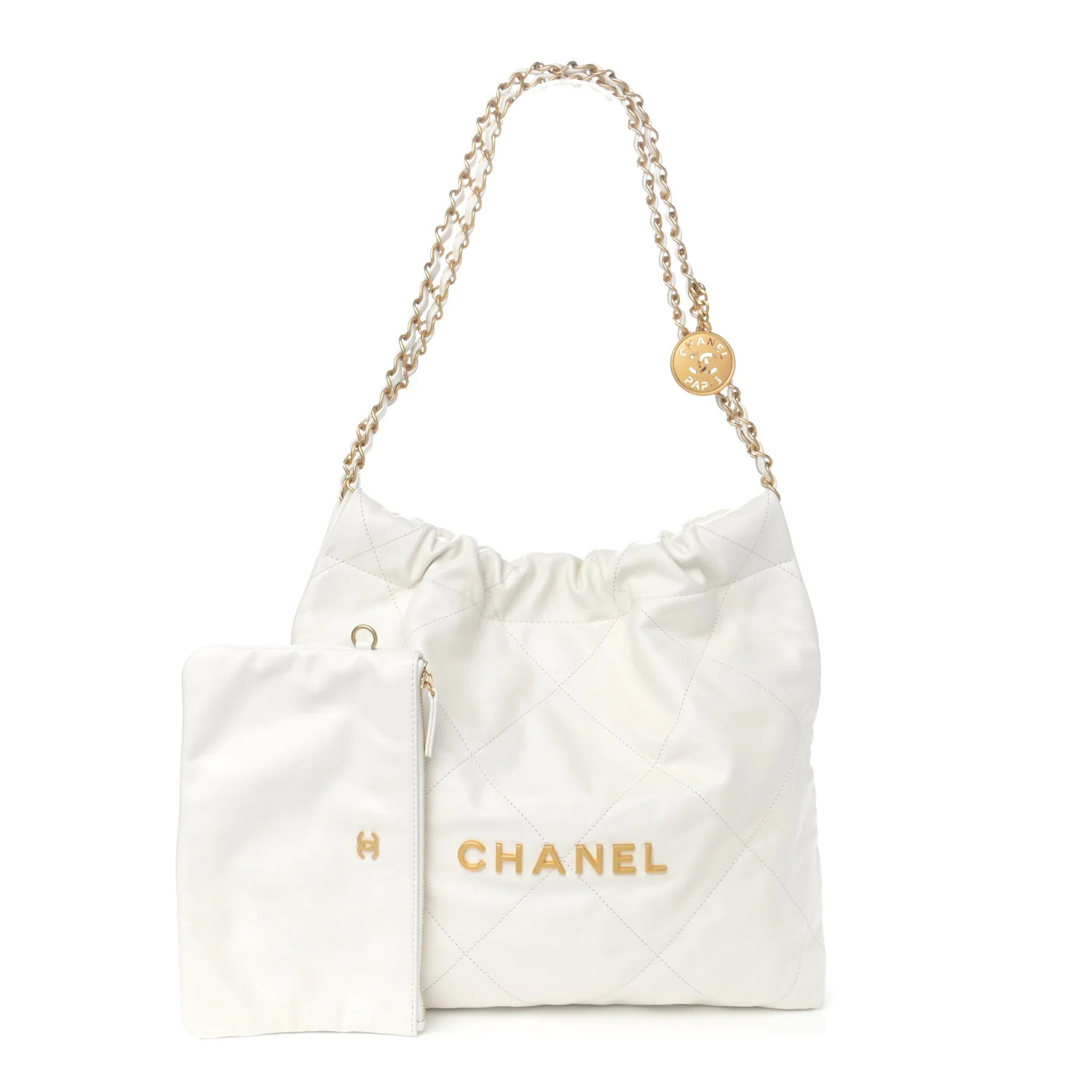 Shiny Calfskin Quilted Small Chanel 22 White | FASHIONPHILE (US)
