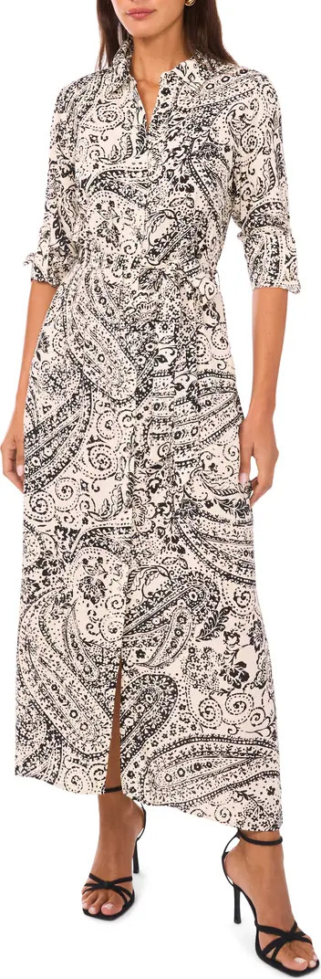 Tie Belt Roll Tab Sleeve Maxi Shirtdress | Nordstrom