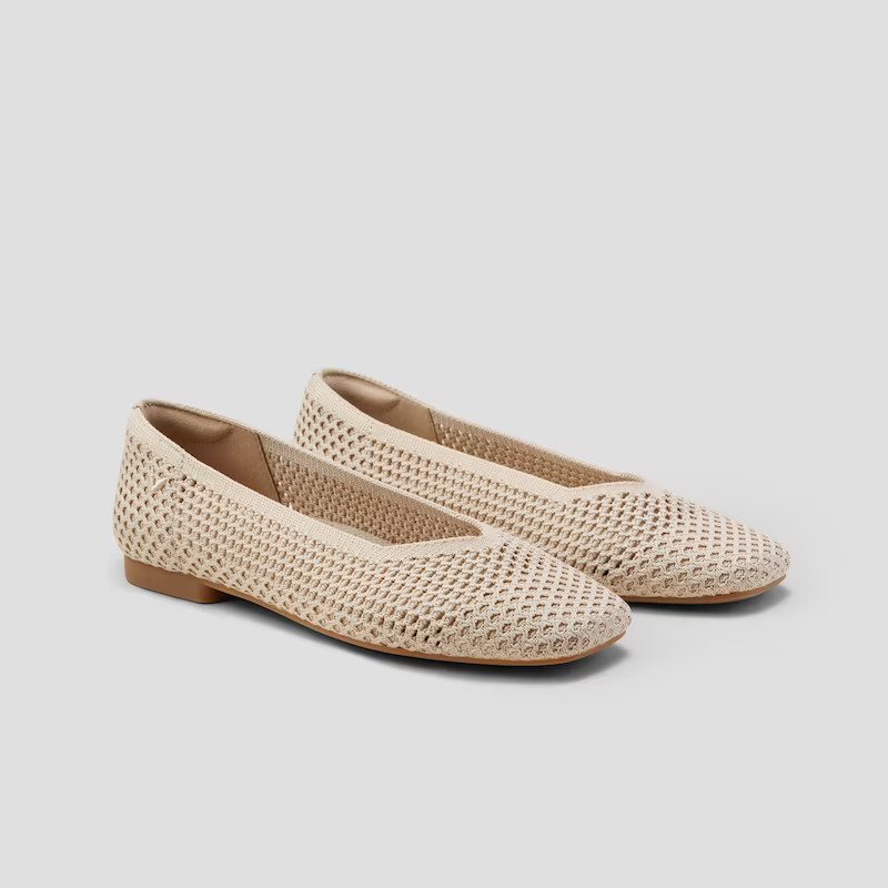 Square-Toe V-Cut Mesh Flats (Margot 2.0) | VIVAIA