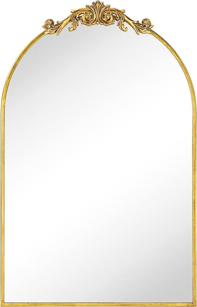 VANA NALA 24x36'' Arched Ornate Wall Mirror Traditional Baroque Inspired Bathroom Vanity Rectangu... | Amazon (US)