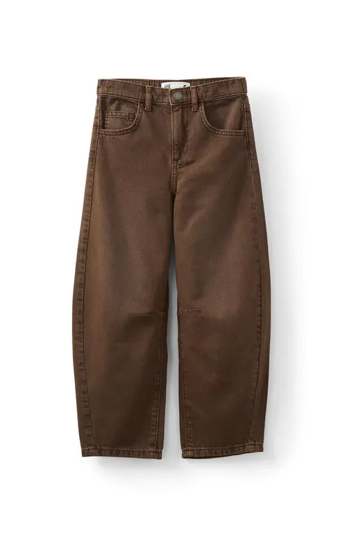 Cotton On Kids Kid's Unisex Barrel Leg Denim Jean in Hamilton Brown at Nordstrom, Size 10 | Nordstrom