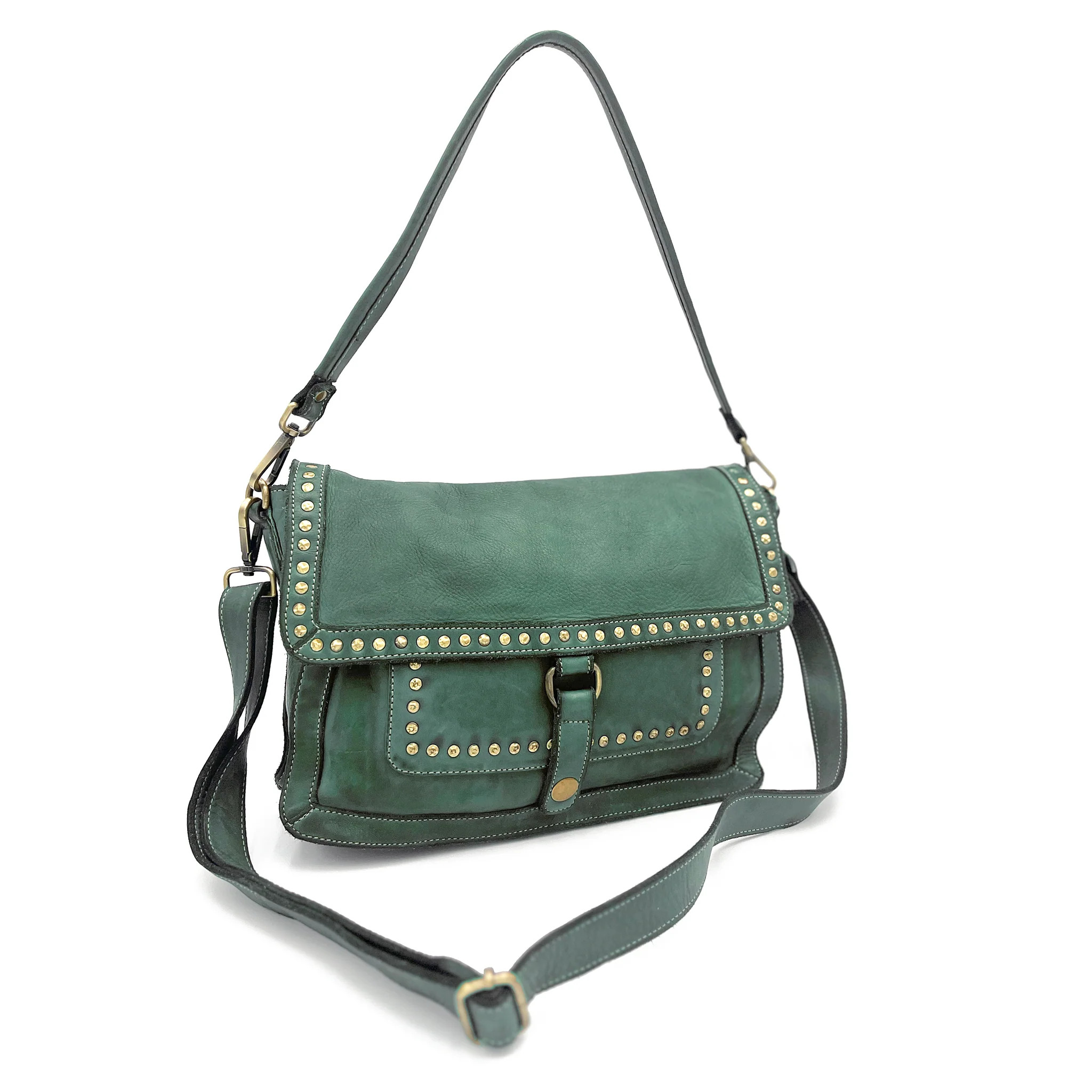 Emily Studded Shoulder Bag in Pistachio | Bolsa Nova Handbags
