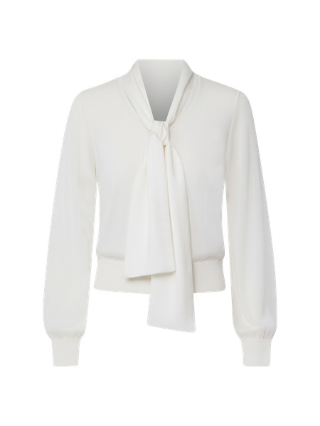 Mixed Media Tie Neck Top | Ann Taylor