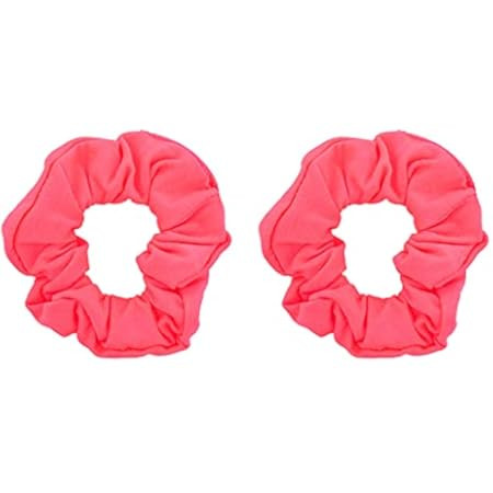 Set of 2 Terry Hair Scrunchies - Neon Pink | Amazon (US)
