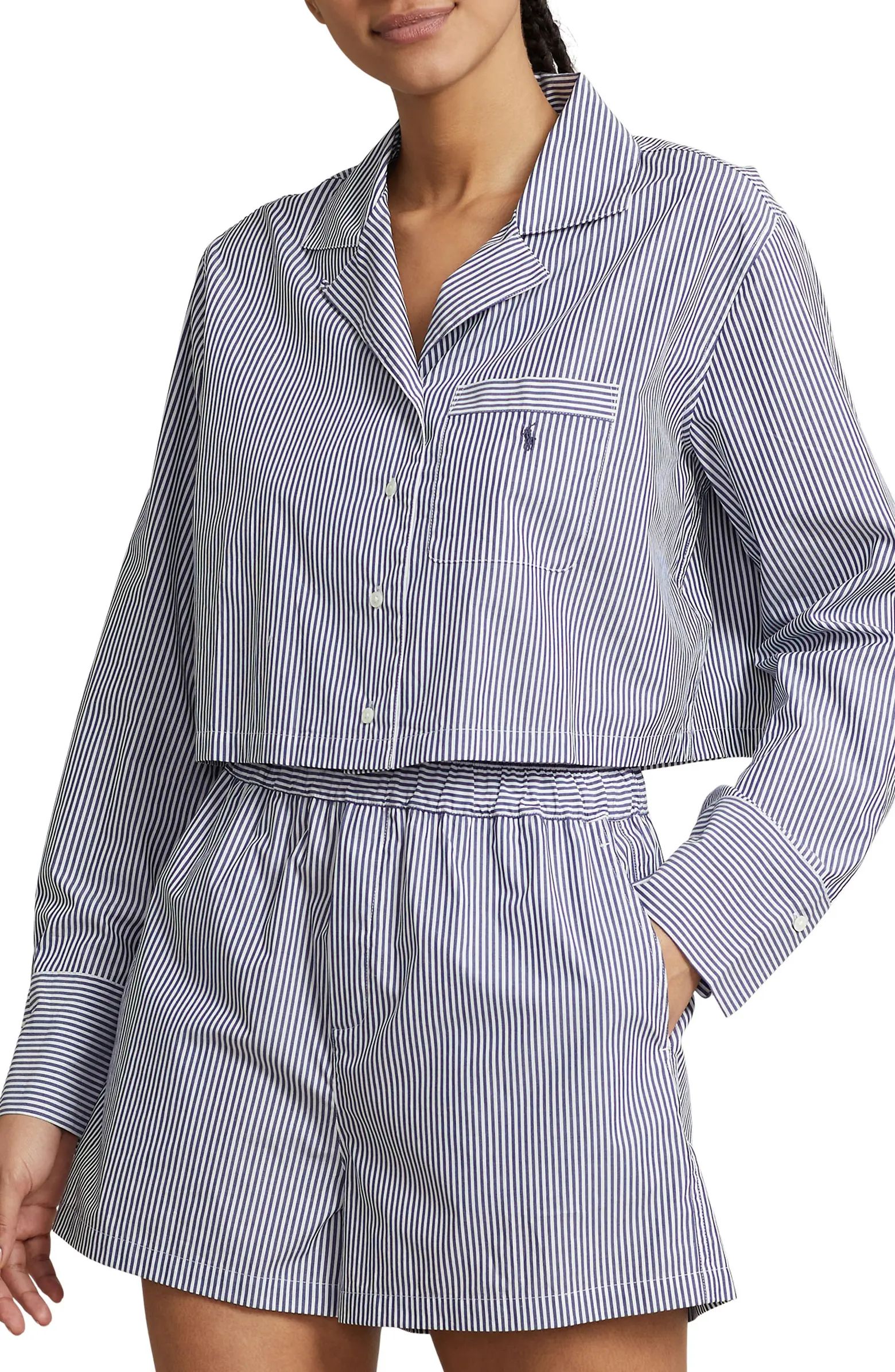 Crop Cotton Poplin Short Pajamas | Nordstrom