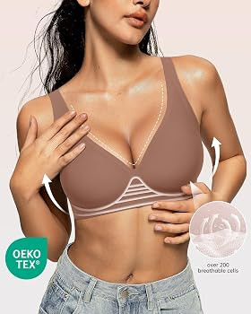 OEAK Womens Deep V Bras Wireless Comfortable Bra Supportive No Underwire Bras Tshirt Push Up Bral... | Amazon (US)