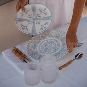 Chambray Tile Stoneware Dinner Plates - Set of 4 | Pottery Barn (US)