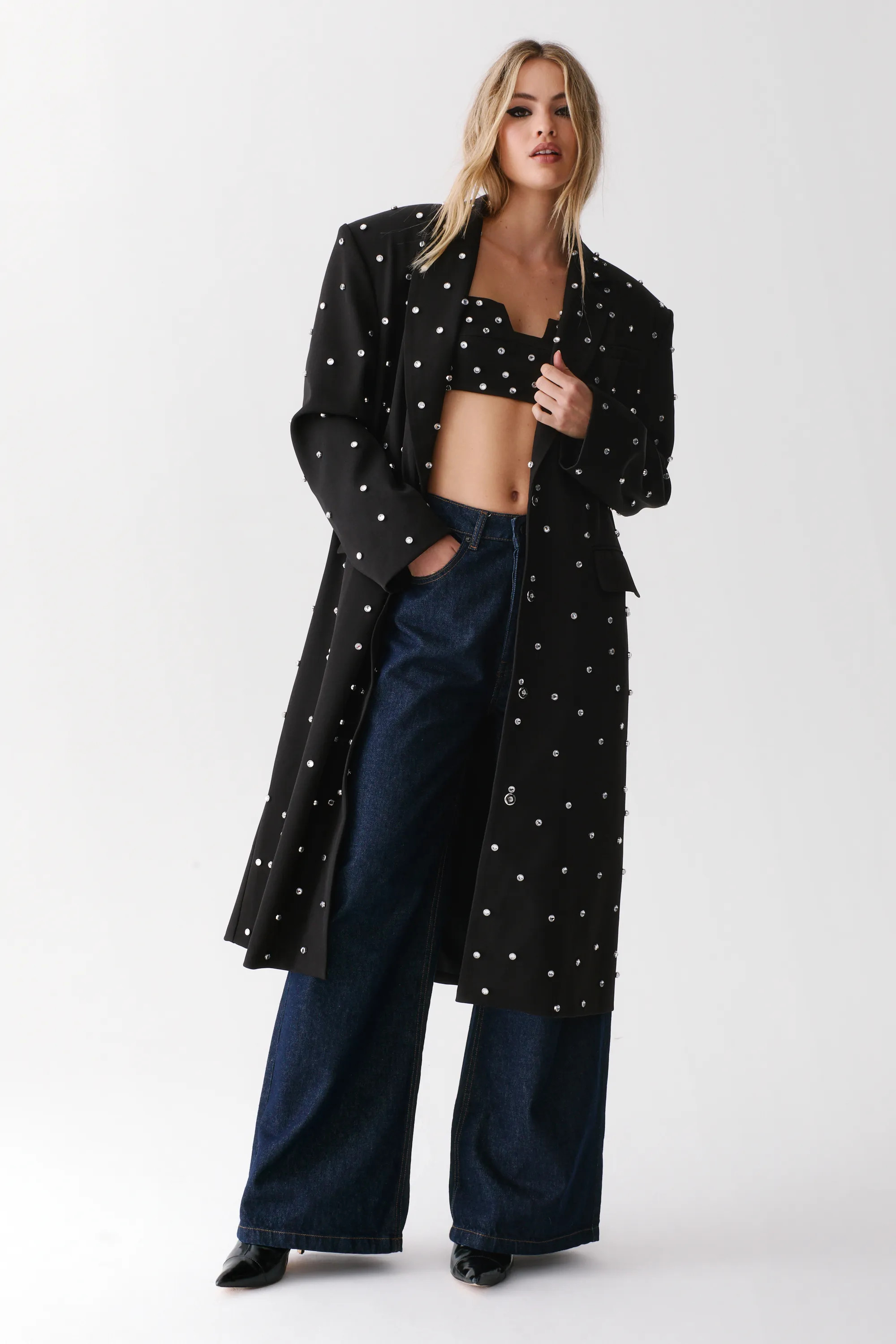 Jackets & Coats | Premium Diamante Studded Tailored Duster Coat | NastyGal | NastyGal UK