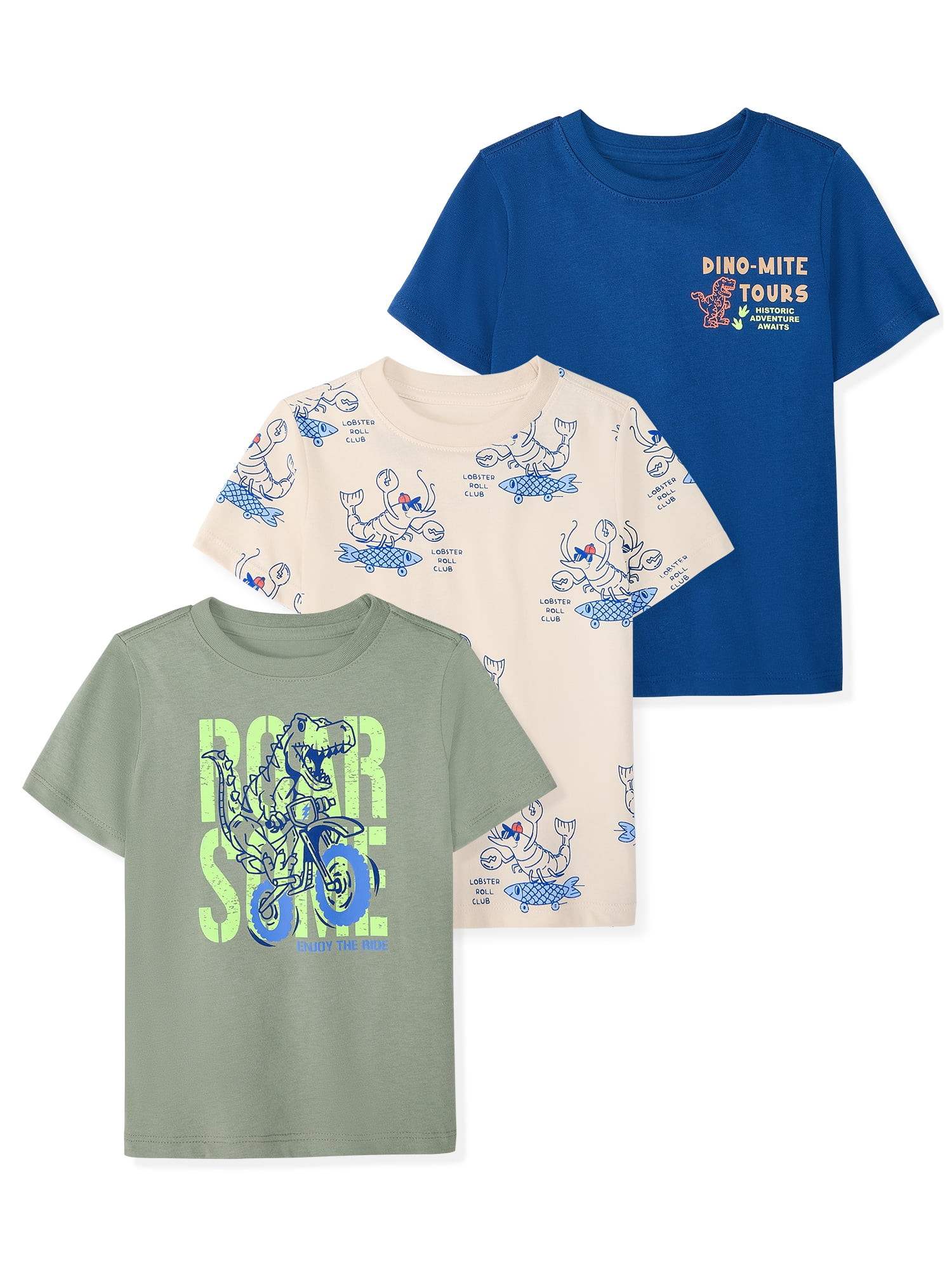 Garanimals Baby & Toddler Boy Cotton Short-Sleeve Graphic T-Shirts, 3-Pack, 0M–6T | Walmart (US)
