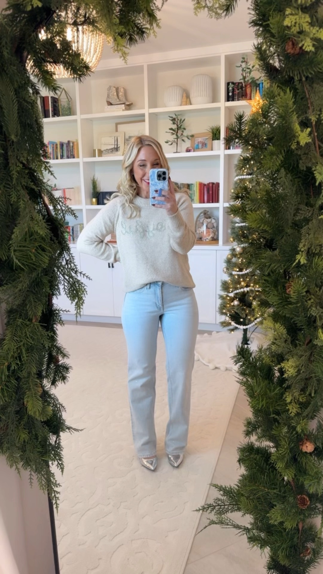 • High-rise sparkle relaxed straight jean - size 4 (Light sandblast) 30%.
2. Cozier than cashmere sweater - size small (oatmeal combo) 40% off.

#LTKHoliday #LTKWatchNow #LTKSeasonal
