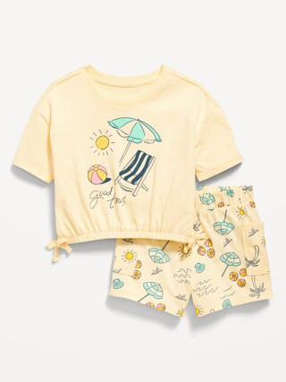 Graphic T-Shirt and Shorts Set for Toddler Girls | Old Navy (US)