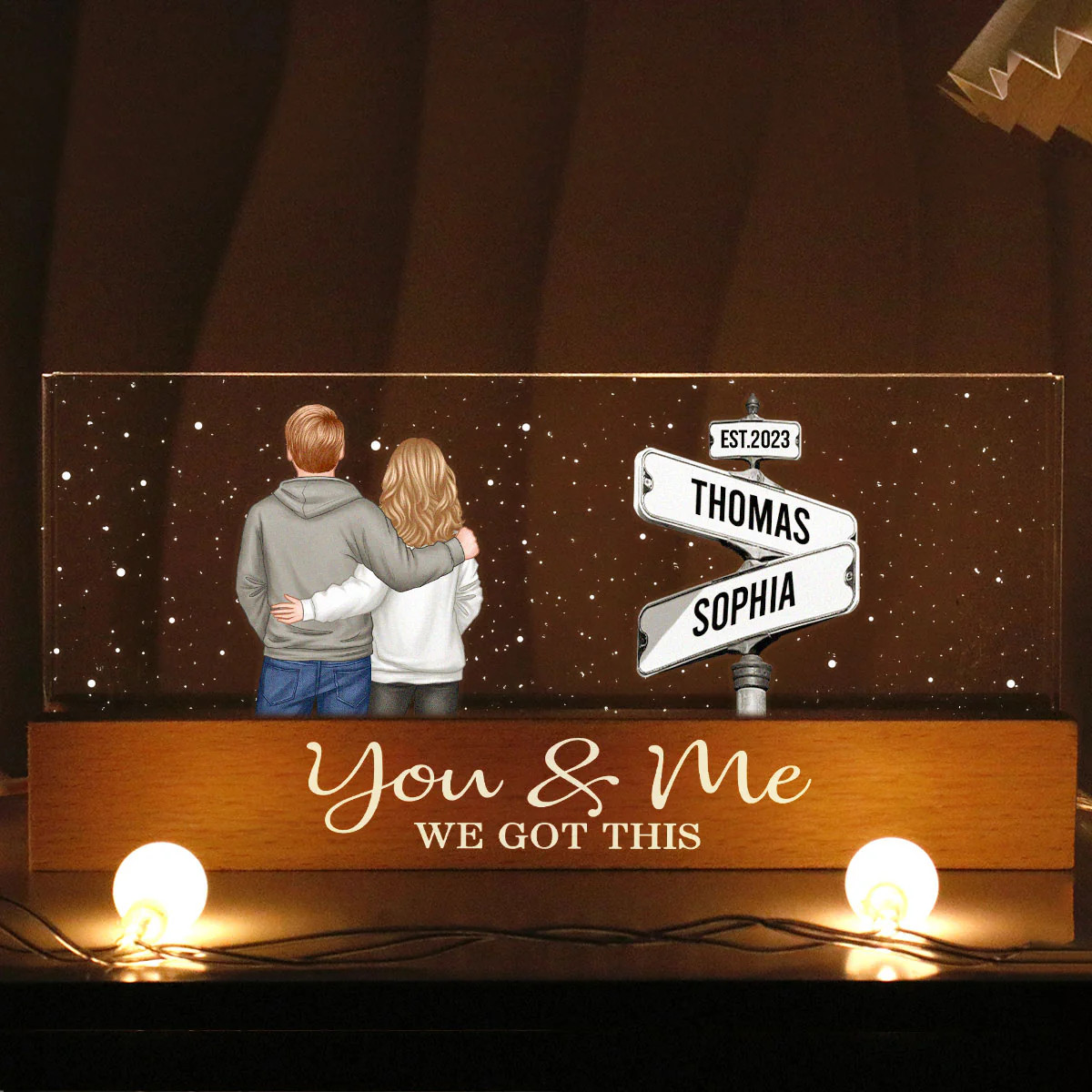 Street Sign Couple Personalized Acrylic Block LED Night Light, Engagement or Wedding Gift for Cou... | Trending Custom