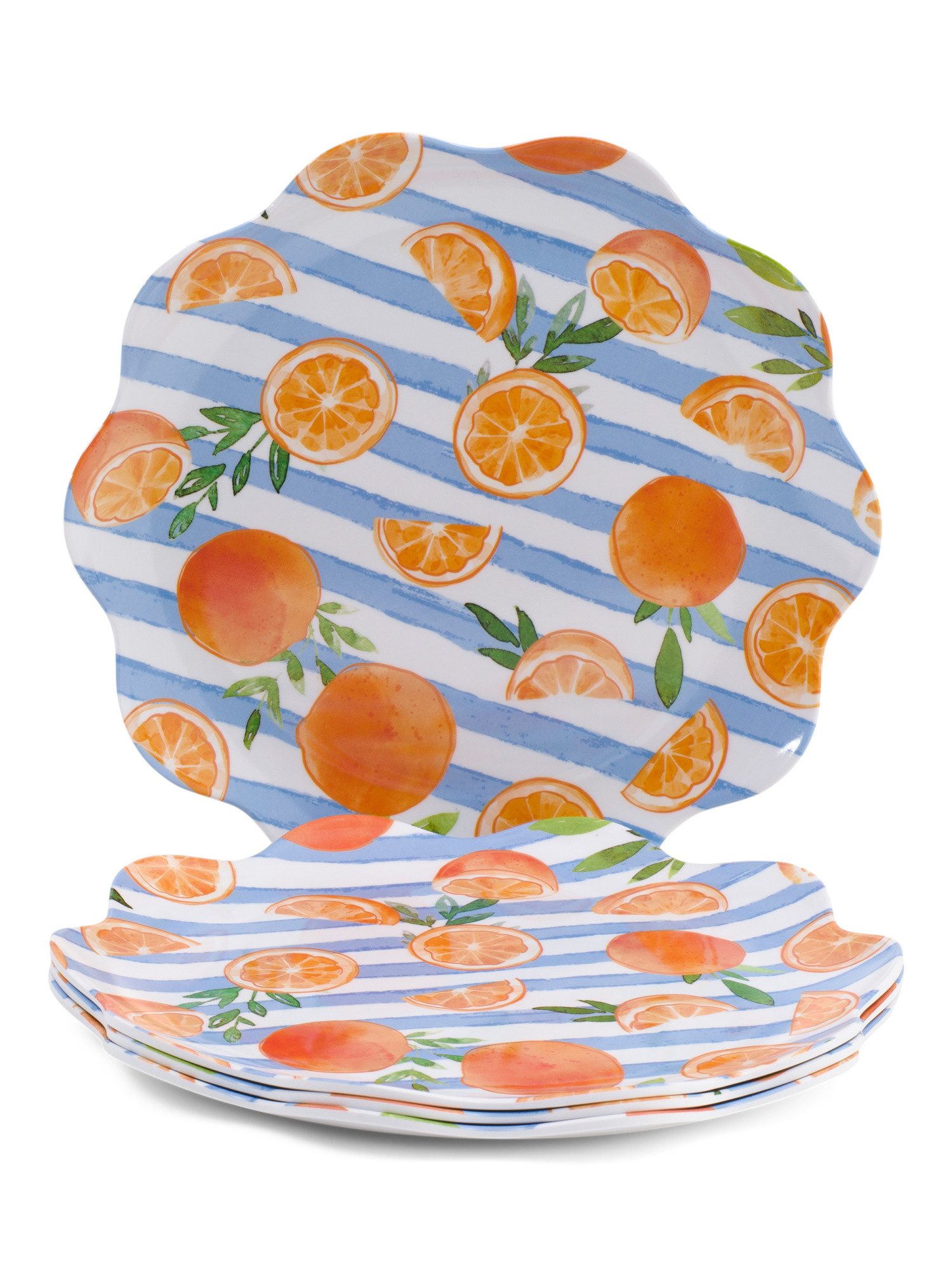 Set Of 4 Melamine Dattolico Orange Stripe Dinner Plates | Outdoor Entertaining | Marshalls | Marshalls