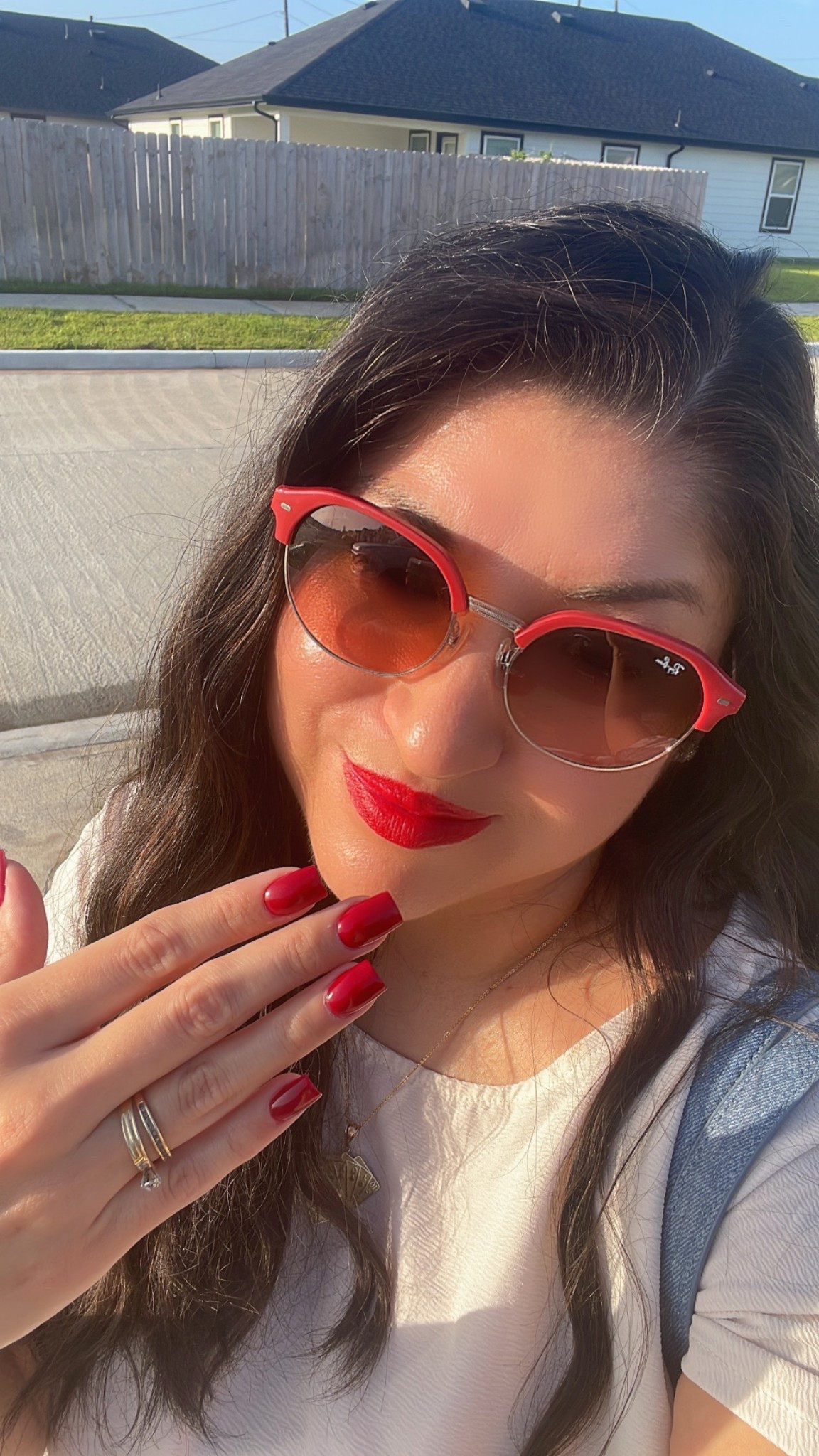 Bold nails for the win 💅❤️
I usually play it safe with neutral nails, but today I went bold with a deep red — and I kinda love it (even if it turned out darker than I planned 😅). Rounded up my go-to sunnies, lip color, and simple summer jewelry too!

🛍️ Linked everything on LTK:
– Red sunglasses
– Red lipstick
– Dainty gold rings
– Heart pendant necklace
– White blouse
– Deep red nail polish (or similar)
– Summer nail inspo 💅

#LTKBeauty #LTKUnder50 #LTKSummerStyle #MomStyle #RedNails #ClassicLook

#LTKStyleTip #LTKSummerEdit #LTKFindsUnder50