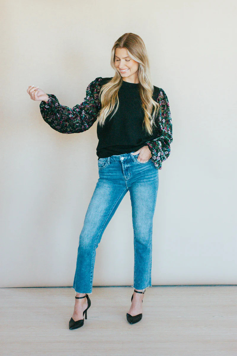 Letting You Go Floral Burnout Knit Top | Apricot Lane Boutique