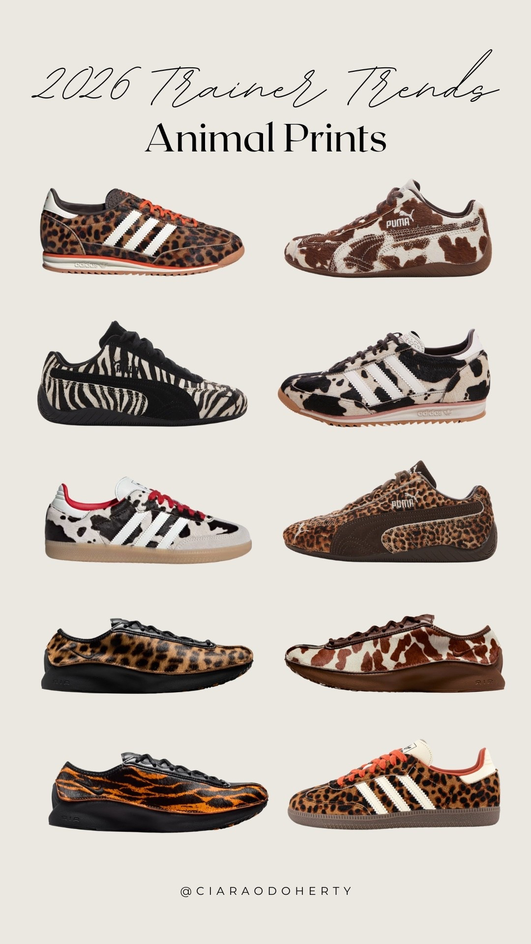 2026 Trainer Trends: Animal Print

Adidas, puma, asos, Nike, schuh, adidas originals, puma speedcat 

#LTKireland #LTKeurope #LTKwinter