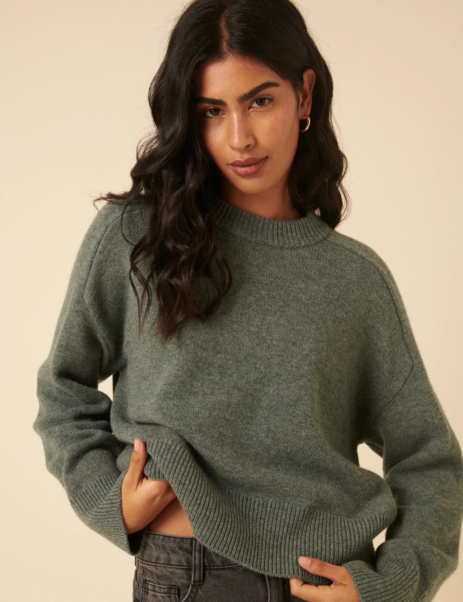 Green Wool Crew Neck Jumper | Nobody's Child