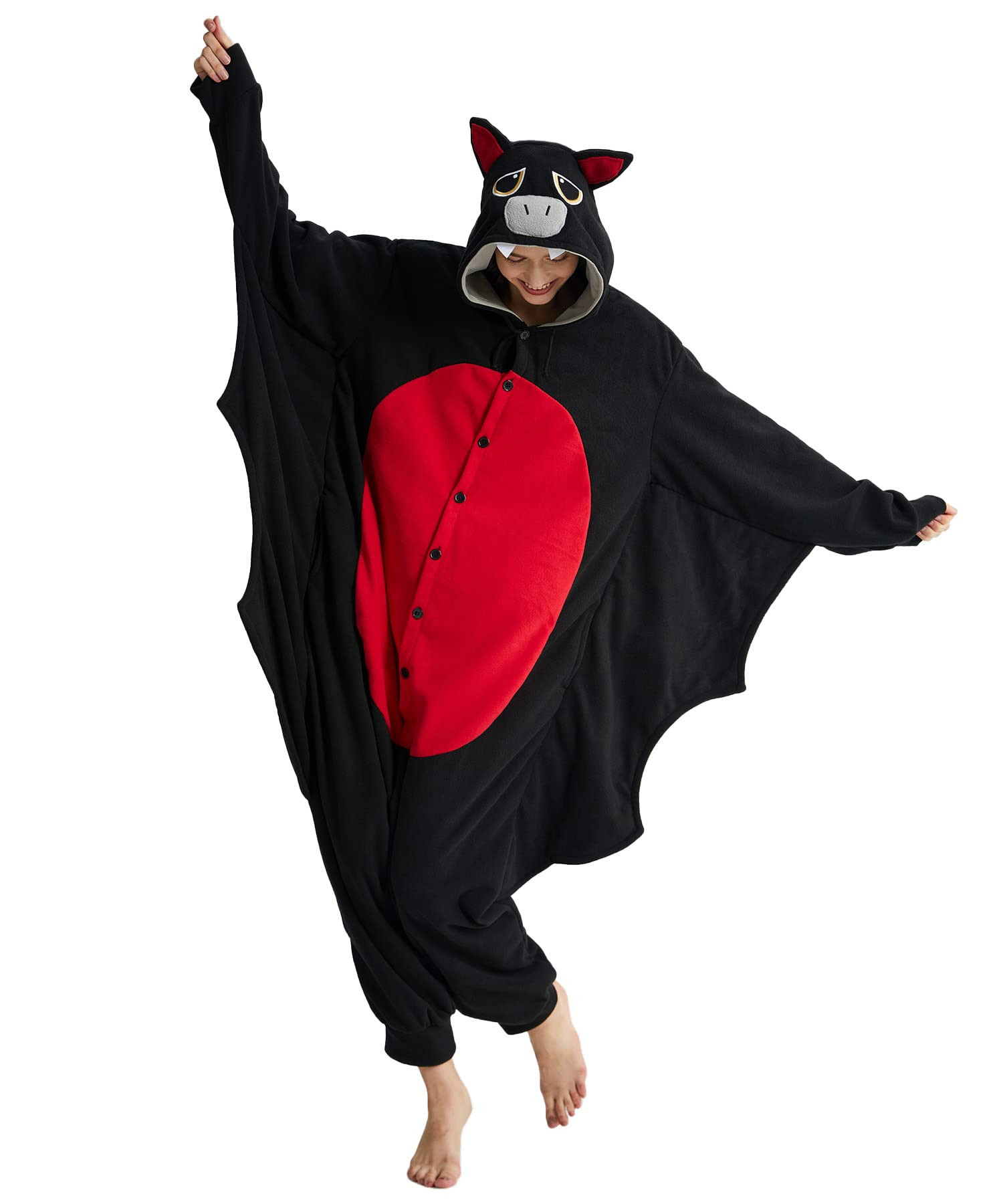 Kgromfy Black Bat Onesie Adult Halloween Animal Cosplay Outfits One Piece Costumes Party Jumpsuit... | Amazon (US)
