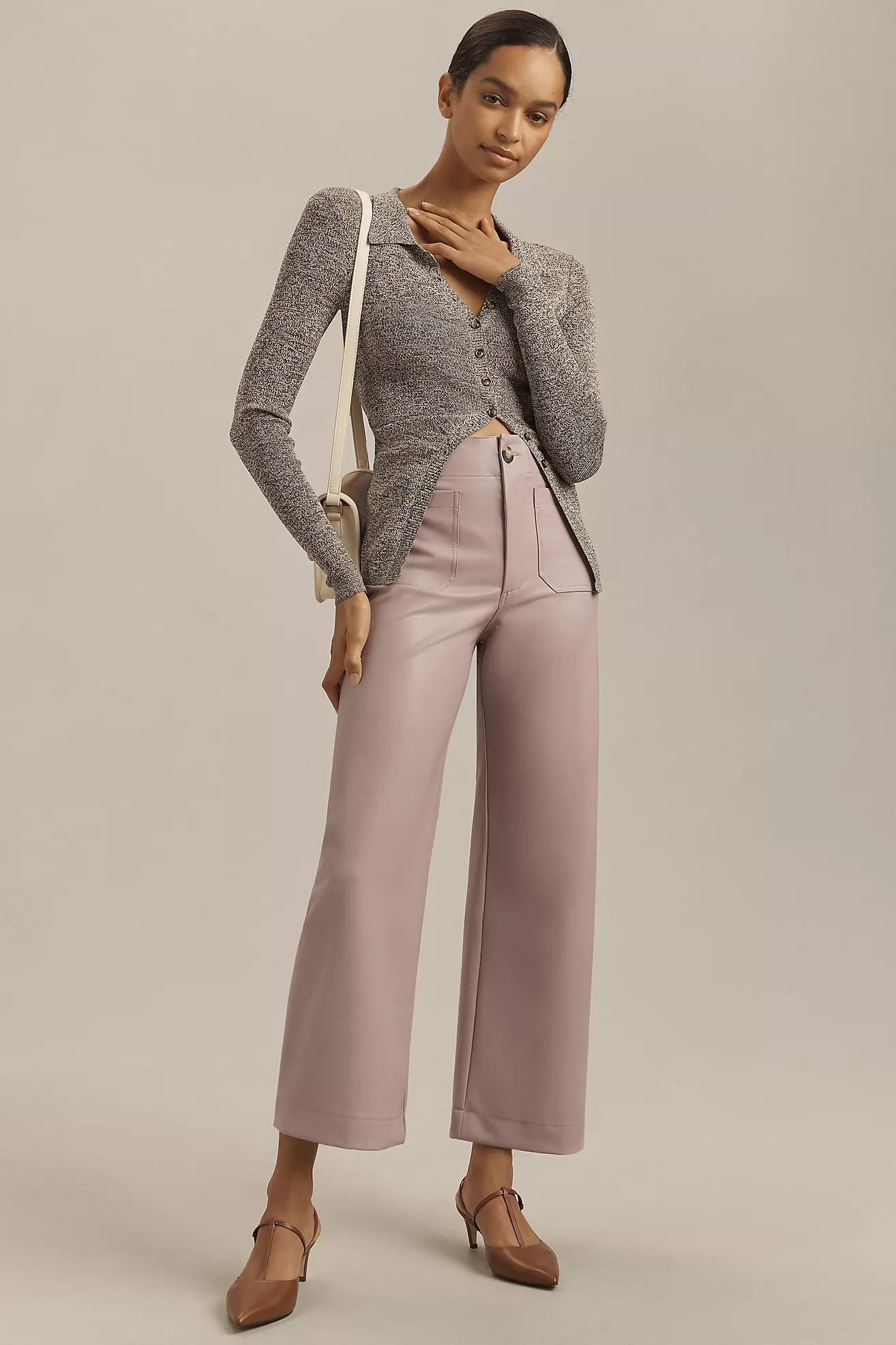 The Colette Cropped Wide-Leg Pants by Maeve: Faux-Leather Edition | Anthropologie (US)