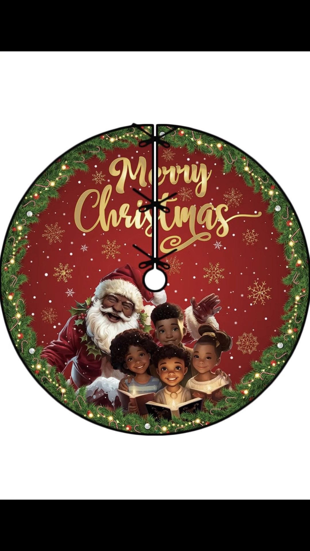 Black Santa Christmas Tree Skirt 48 Inch| Black Santa Claus Tree Collar|Winter Seasonal Holiday Xmas Decor 

#LTKHome #LTKSeasonal #LTKHoliday