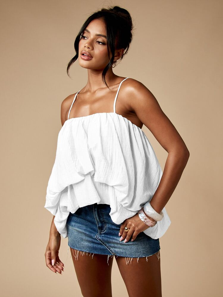 MISSGUIDED Bubble Hem Tiered Camisole Top With Ruffle Layers And Asymmetric Hemline For Casual Su... | SHEIN