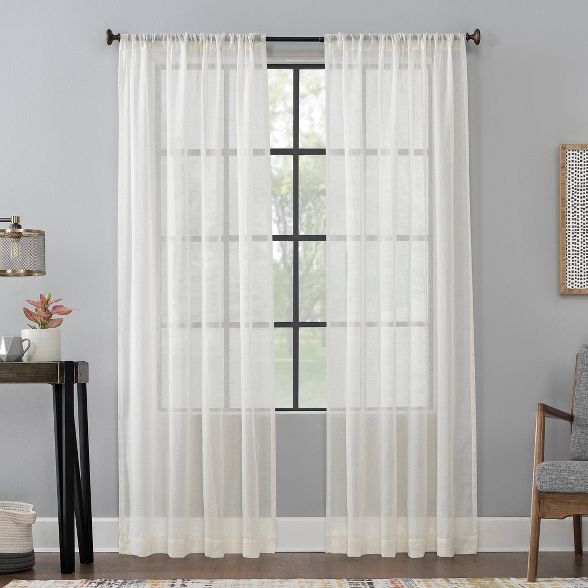 Celeste Textured Linen Blend Sheer Rod Pocket Curtain Panel - Scott Living | Target