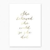 She Believed She Could So She Did Foiled Art Print, Unframed | Amazon (US)