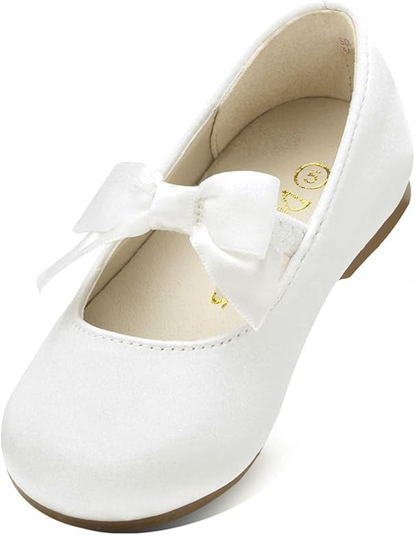 DREAM PAIRS Girls Dress Shoes Mary Jane Flower Girl Bow Ballet Flats for Wedding Party Toddler/Li... | Amazon (US)