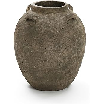 LuxenHome Rustic Ceramic Flower Vase,15 Inch Tall Brown Terracotta Cauldron Vase for Living Room ... | Amazon (US)