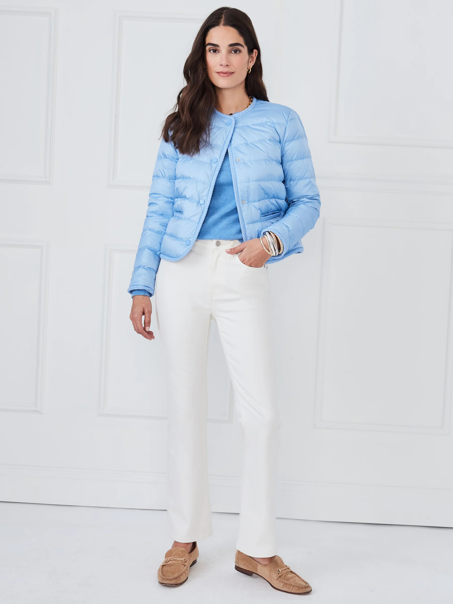 Blue_Air Solid Brady Puffer | Women's Jackets & Outerwear | J.McLaughlin | J.McLaughlin