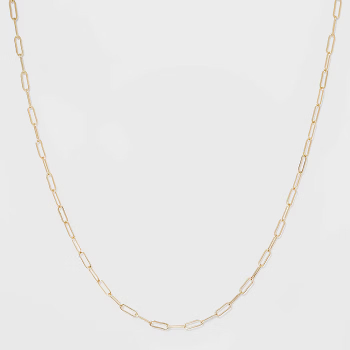 Paper Clip Chain Short Necklace - A New Day™ Gold | Target
