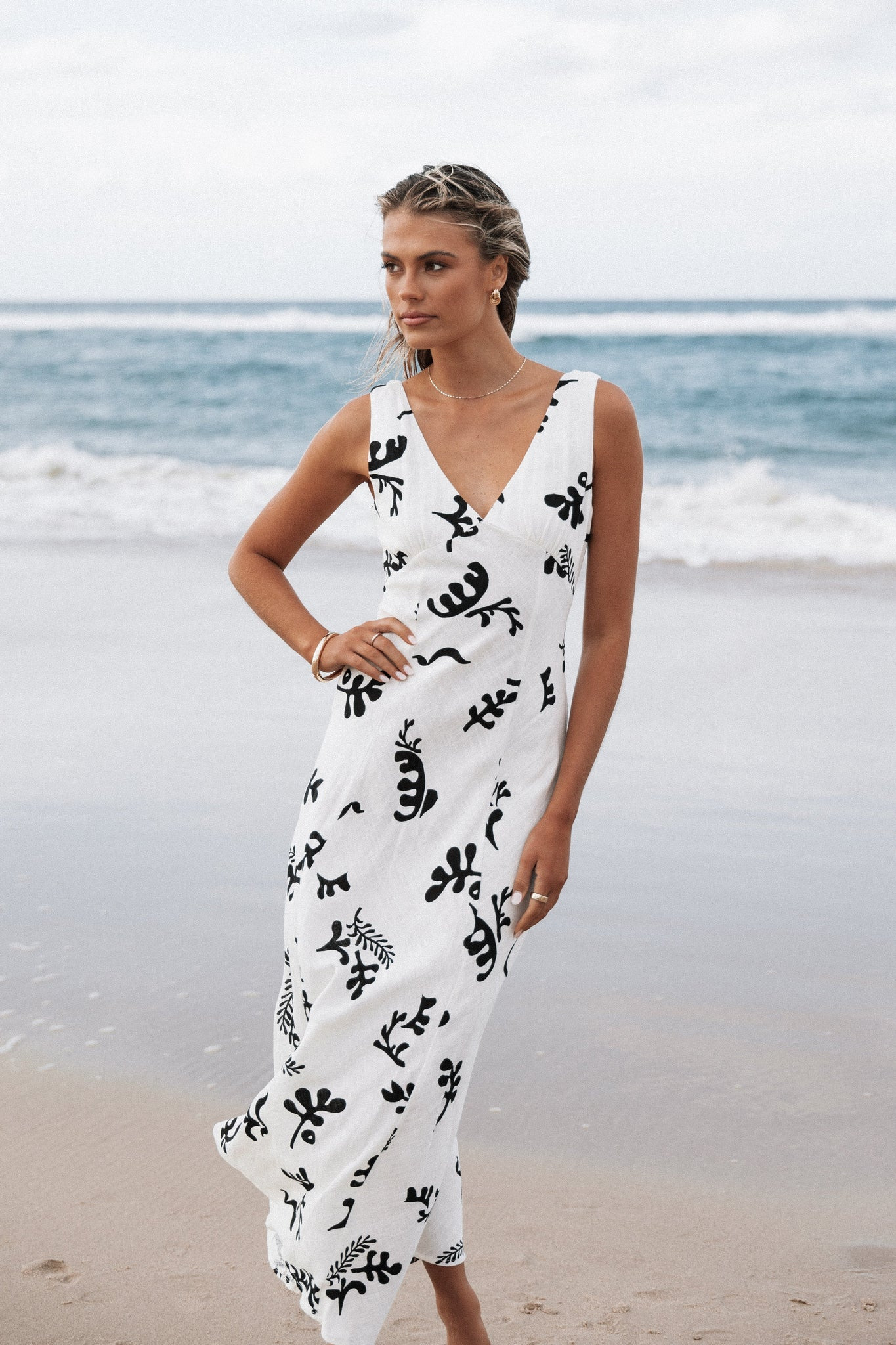 Tulsi Midi Dress - Off White Print | Petal & Pup (US)