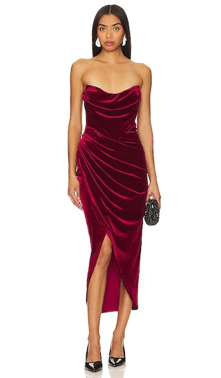 Meghan Velvet Dress in Crimson Red | Revolve Clothing (Global)
