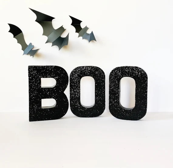 Black Glitter Stand Up BOO Sign  Halloween  | Etsy | Etsy (US)