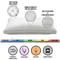 Soft Plush Luxurious 100% Cotton Mesh Gusseted Gel Fiber Stomach Sleeper Pillow | Walmart (US)
