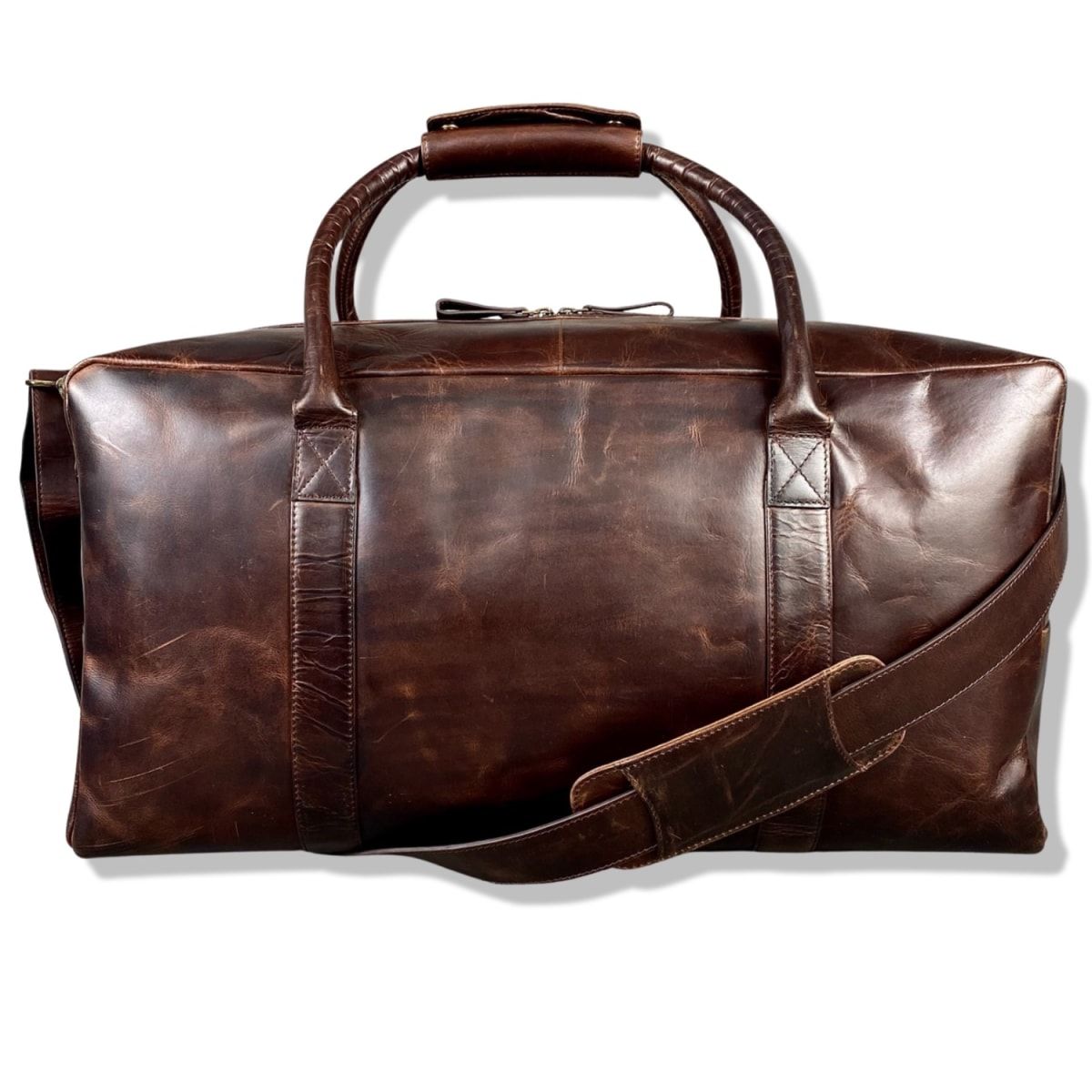 Large Cognac Leather Weekend Holdall | Wolf & Badger (US)