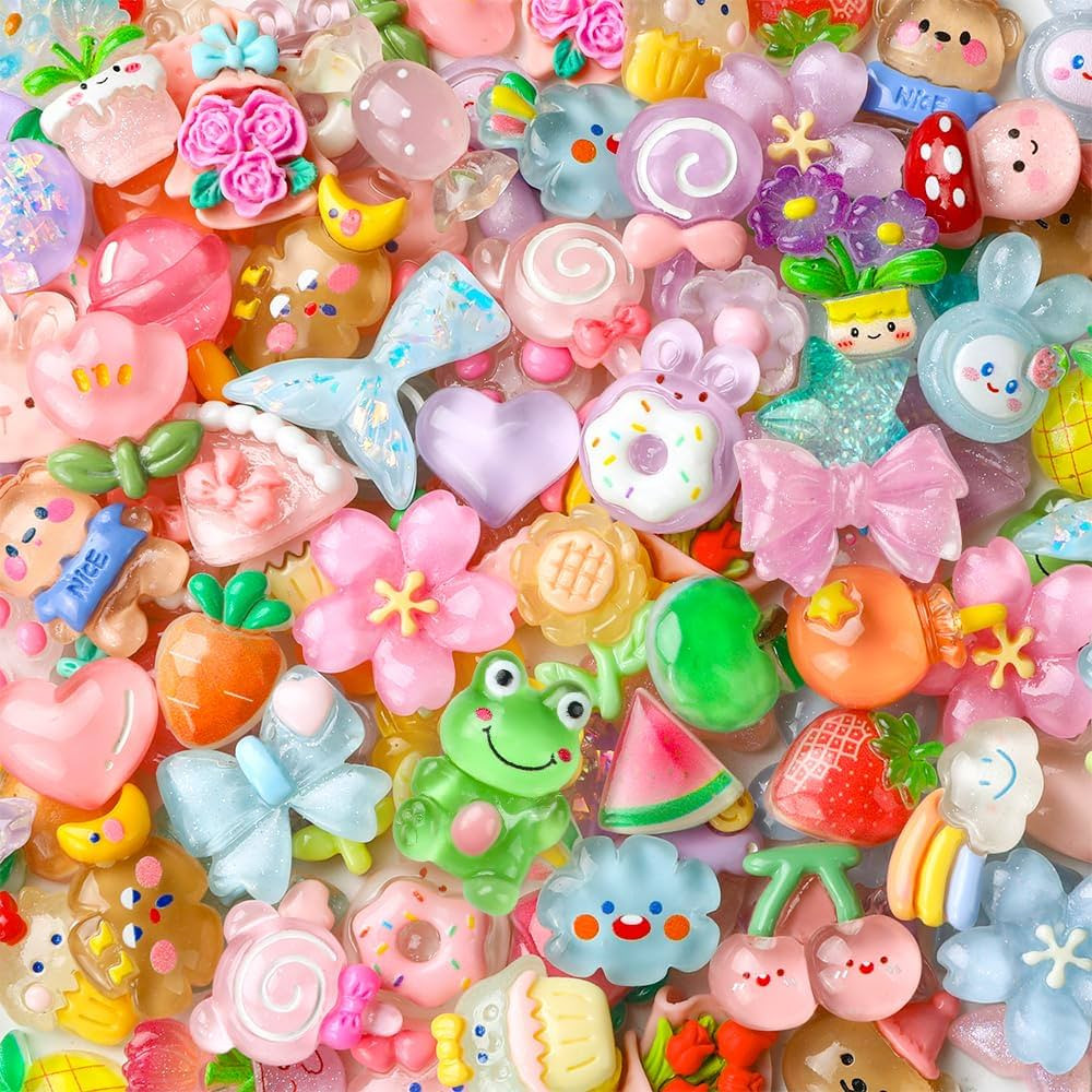 Vellibring 60PCS Cute Slime Charms Mixed Flatback Resin Charms Set,60 Styles Cartoon Making Kit D... | Amazon (US)