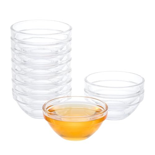PARBEE 3" Clear Glass Pinch Bowls, 10 Pack 2.5oz Small Prep Dishes Stackable Ingredient Bowls for Spices Dipping Sauces Ice Cream Toppings, Dishwasher Microwave and Freezer Safe | Amazon (US)