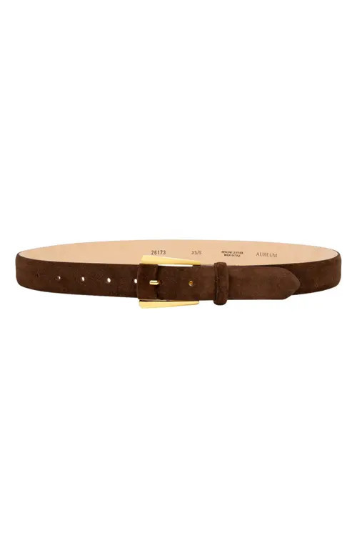 AUREUM Maia Leather Belt in Chocolate Suede/gold at Nordstrom, Size Medium/large | Nordstrom