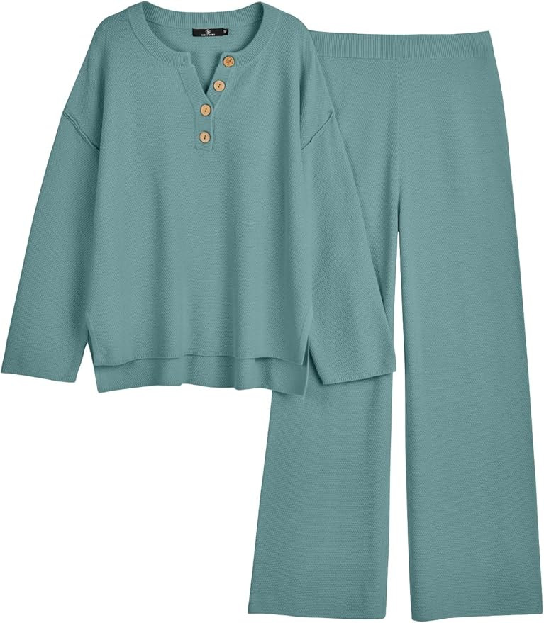 LILLUSORY Women's 2 Piece Lounge Sets Oversized Slouchy Matching Cozy Knit Sets | Amazon (US)