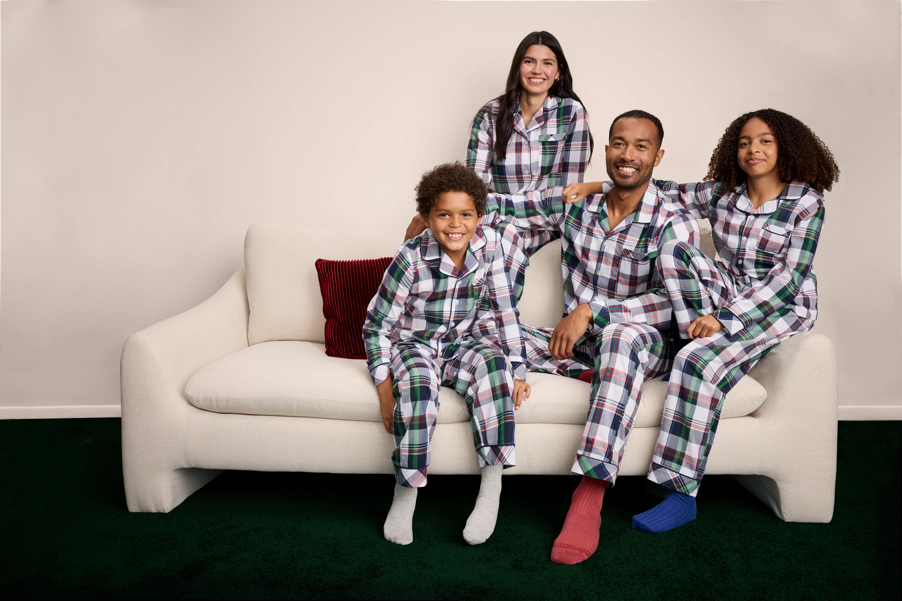Free Assembly Matching Family Pajamas Women's Cotton Plaid Notch Collar Top and Pants Gift Set, 2... | Walmart (US)