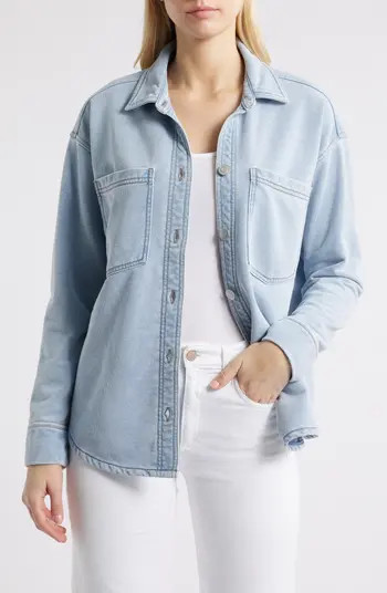 beachlunchlounge Tania Washed Cotton Blend French Terry Button-Up Shirt | Nordstrom | Nordstrom
