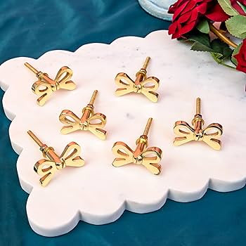 Perilla Home Set of 6 Brass Bow Knobs for Cabinet & Drawers Decorative Bow Knobs for Home Kitchen... | Amazon (US)
