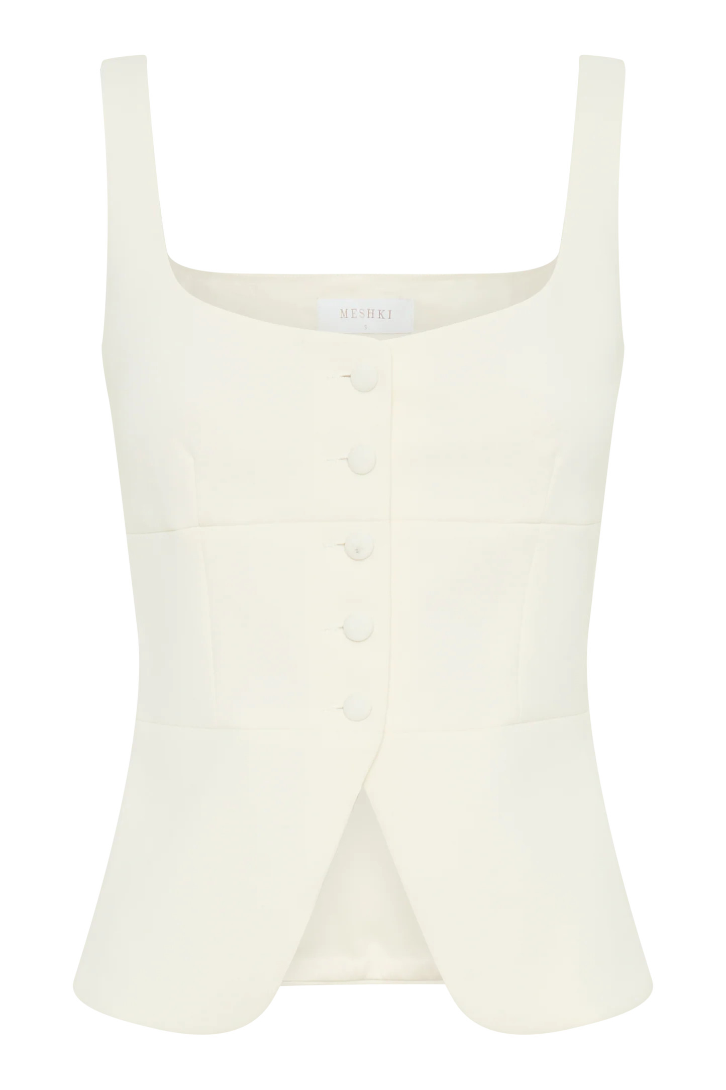 Suiting Peplum Top - Ivory | MESHKI US