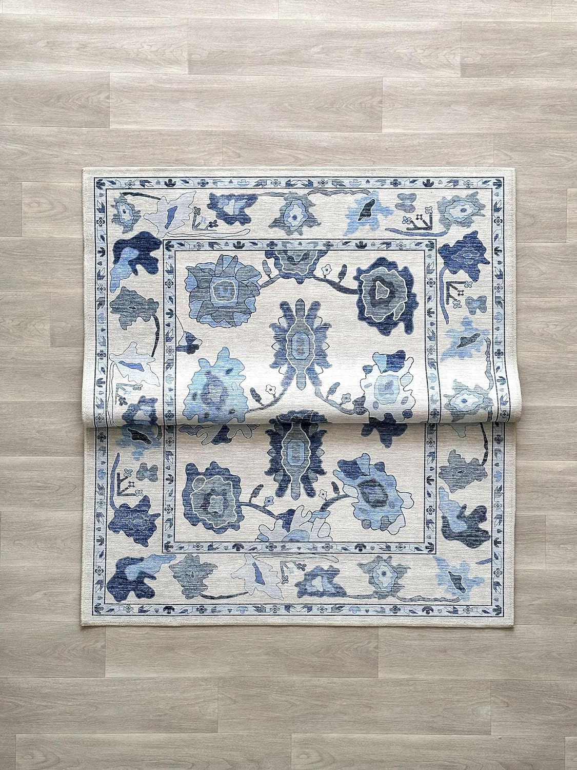 Oushak Rug, Navy Blue Vintage Turkish Floral Pastel Large Oversized Area Rugs for Living Room Din... | Amazon (US)