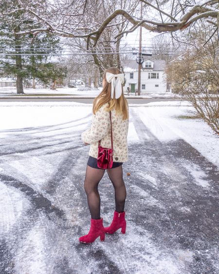 Romantic Valentines Day inspired fit ❤️💌 Here for all things romance and balletcore 

Hair bow, bag, velvet bag, red bag, sezane, skort, ootd 

#LTKSeasonal #LTKitbag