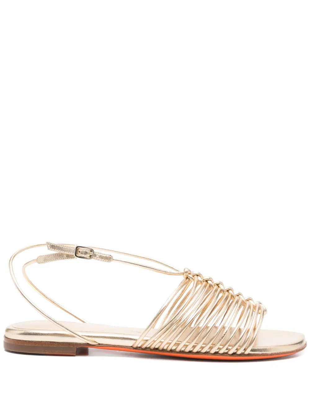Santoni metallic flat sandals - Gold | Farfetch Global