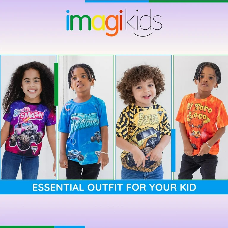 Monster Jam Sparkle Smash Monster Truck T-Shirt Toddler to Big Kid | Walmart (US)